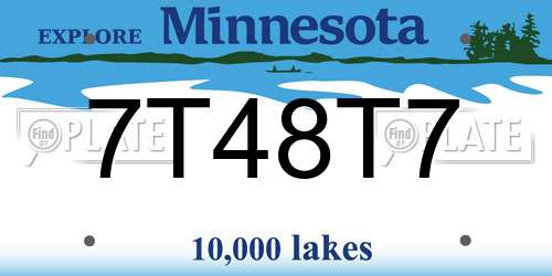 7T48T7 Minnesota License Plate