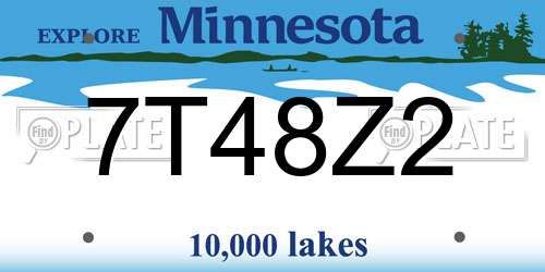 7T48Z2 Minnesota License Plate