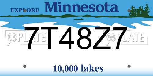 7T48Z7 Minnesota License Plate