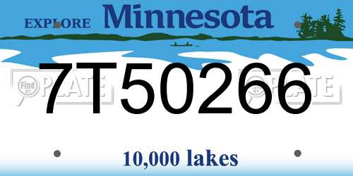 7T50266 Minnesota License Plate