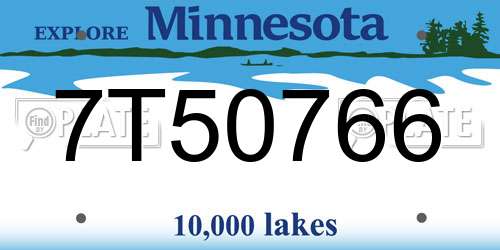 7T50766 Minnesota License Plate