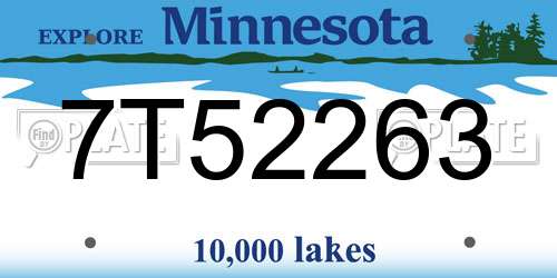 7T52263 Minnesota License Plate