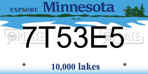 7T53E5 Minnesota License Plate