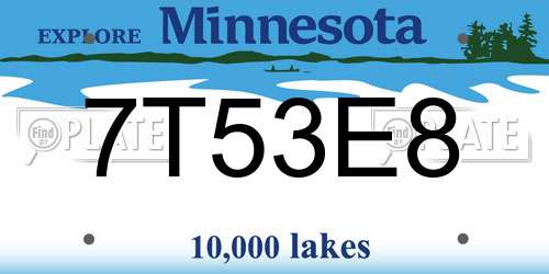 7T53E8 Minnesota License Plate