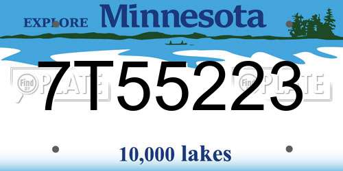 7T55223 Minnesota License Plate