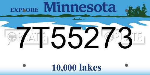 7T55273 Minnesota License Plate