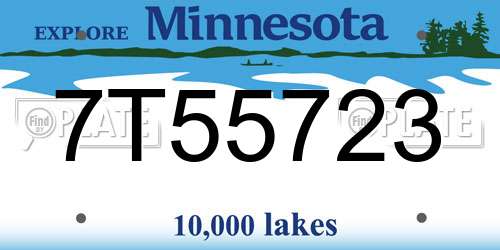 7T55723 Minnesota License Plate