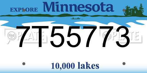 7T55773 Minnesota License Plate