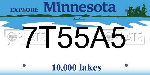 7T55A5 Minnesota License Plate