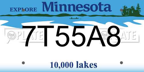 7T55A8 Minnesota License Plate