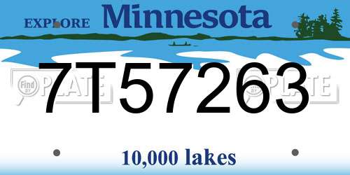 7T57263 Minnesota License Plate