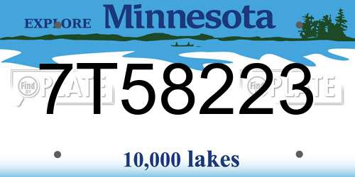 7T58223 Minnesota License Plate