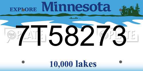 7T58273 Minnesota License Plate