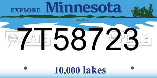 7T58723 Minnesota License Plate