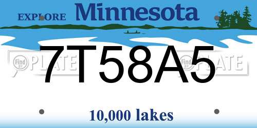 7T58A5 Minnesota License Plate
