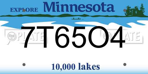 7T65O4 Minnesota License Plate