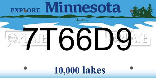 7T66D9 Minnesota License Plate