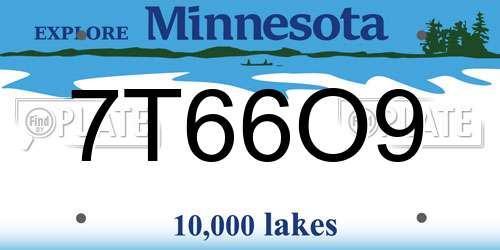 7T66O9 Minnesota License Plate