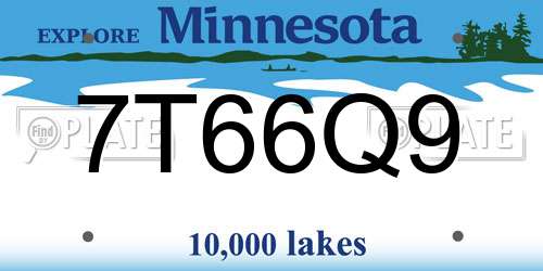 7T66Q9 Minnesota License Plate