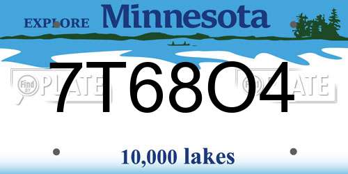 7T68O4 Minnesota License Plate