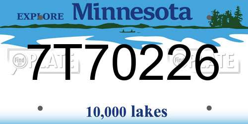 7T70226 Minnesota License Plate