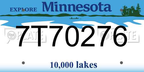 7T70276 Minnesota License Plate