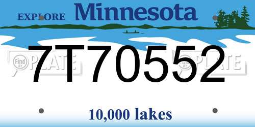 7T70552 Minnesota License Plate