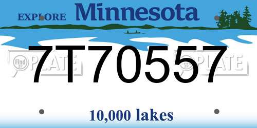 7T70557 Minnesota License Plate