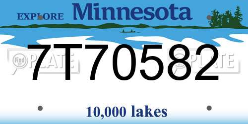 7T70582 Minnesota License Plate