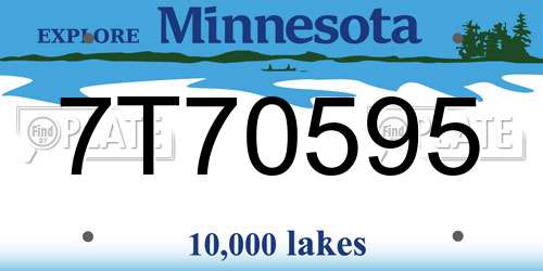 7T70595 Minnesota License Plate