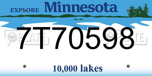 7T70598 Minnesota License Plate
