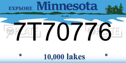 7T70776 Minnesota License Plate