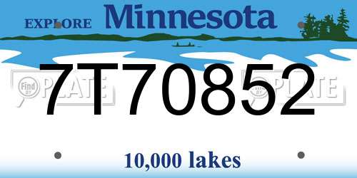7T70852 Minnesota License Plate
