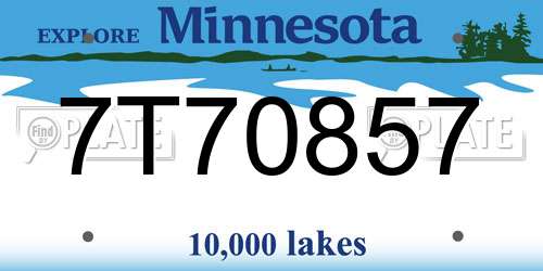 7T70857 Minnesota License Plate
