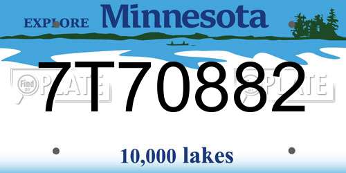 7T70882 Minnesota License Plate
