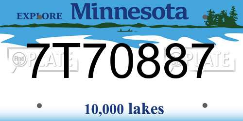 7T70887 Minnesota License Plate