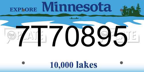 7T70895 Minnesota License Plate