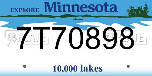 7T70898 Minnesota License Plate