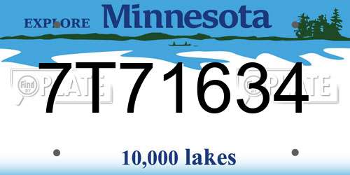 7T71634 Minnesota License Plate