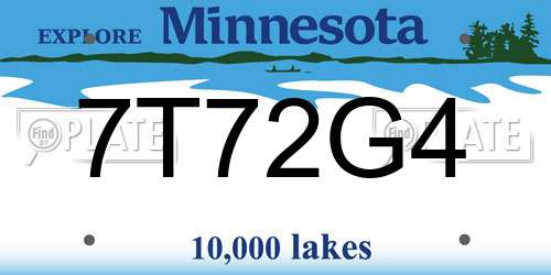 7T72G4 Minnesota License Plate