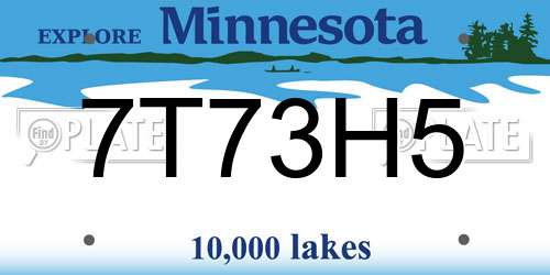 7T73H5 Minnesota License Plate