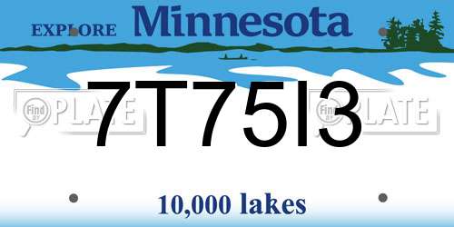 7T75I3 Minnesota License Plate