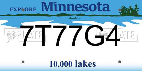 7T77G4 Minnesota License Plate