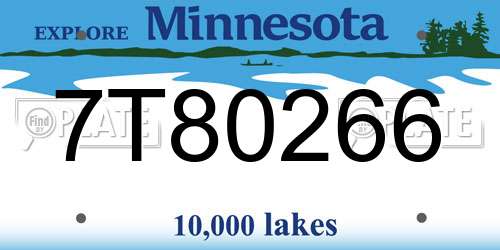 7T80266 Minnesota License Plate