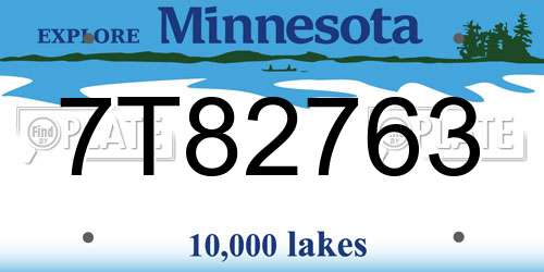 7T82763 Minnesota License Plate