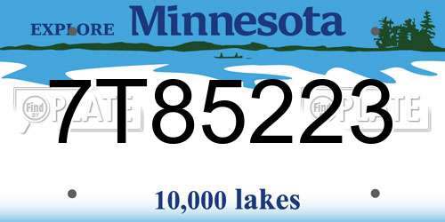 7T85223 Minnesota License Plate