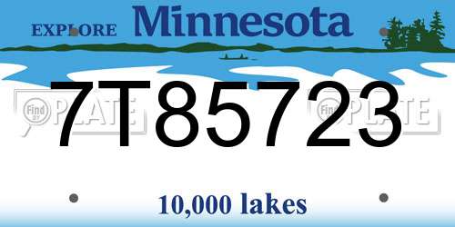 7T85723 Minnesota License Plate