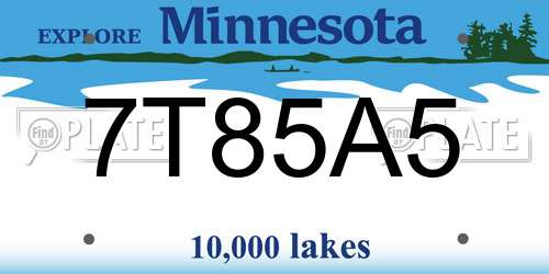 7T85A5 Minnesota License Plate