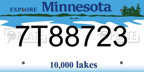 7T88723 Minnesota License Plate