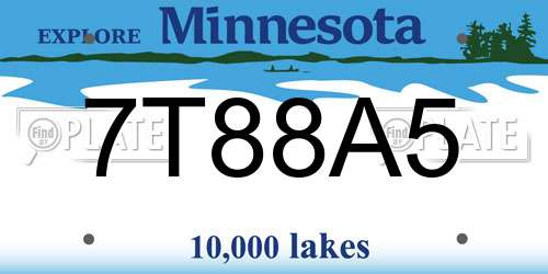 7T88A5 Minnesota License Plate